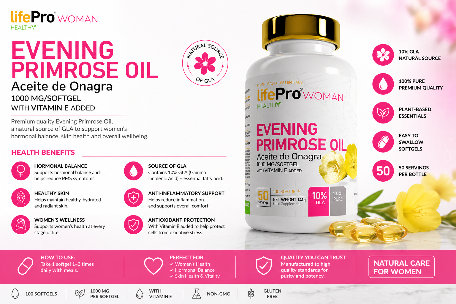 Life Pro Evening Primrose Oil - Image 3