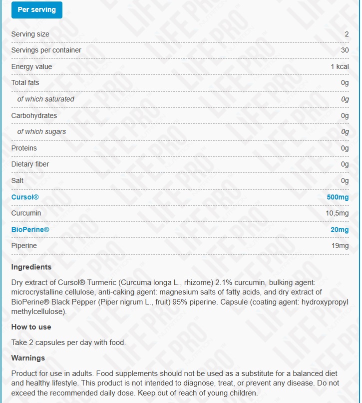 Life Pro Turmeric Curcumin + Bioperine - Image 2